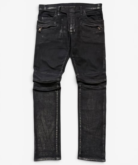 S/S 2011 BALMAIN HOMME BY CHRISTOPHE DECARNIN SILVER COATED BIKER DENIM［30］