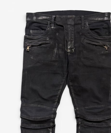 S/S 2011 BALMAIN HOMME BY CHRISTOPHE DECARNIN SILVER COATED BIKER DENIM［30］