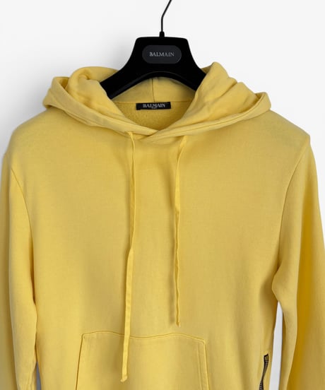 S/S 2015 BALMAIN HOMME PASTEL YELLOW SIDE ZIP HOODIE［XS］