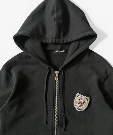 S/S 2011 BALMAIN BY CHRISTOPHE DECARNIN CREST EMBLEM ZIP HOODIE