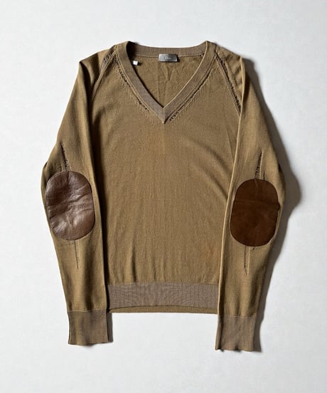 A/W 2004 DIOR HOMME “VOTC” DISTRESSED ELBOW PATCH KNIT