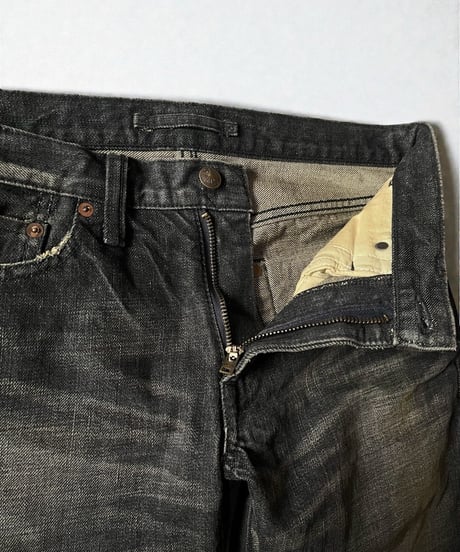 MIHARA YASUHIRO STAIN-EFFECT SIDE ZIP DENIM