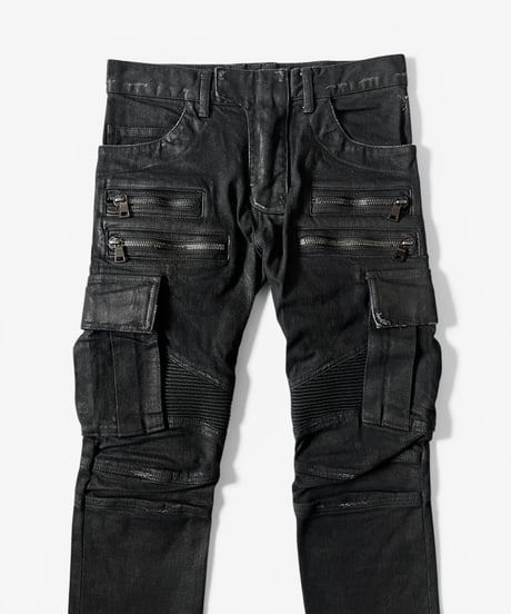 A/W 2014 BALMAIN HOMME WAXED BIKER DENIM 27