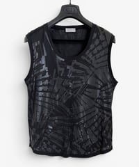S/S 2004 DIOR HOMME “STRIP” GEOMETRIC WAXED TANK TOP［XS］