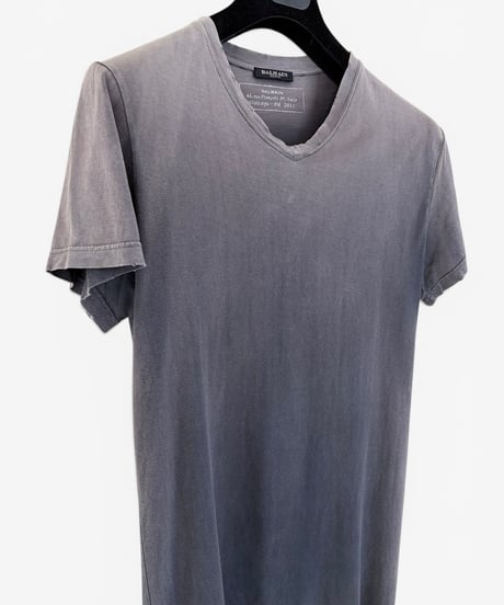 S/S 2011 BALMAIN HOMME BY CHRISTOPHE DECARNIN DISTRESSED OVERDYED T-SHIRT［XS］