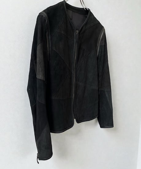 N.HOLLYWOOD DETACHABLE PANELLED LEATHER JACKET
