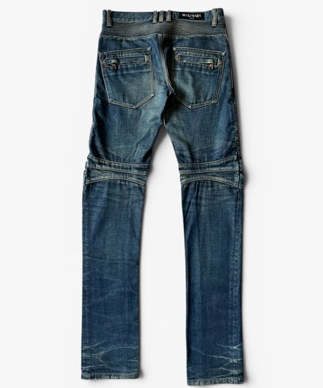 A/W 2014 BALMAIN HOMME RUST WASHED BIKER DENIM