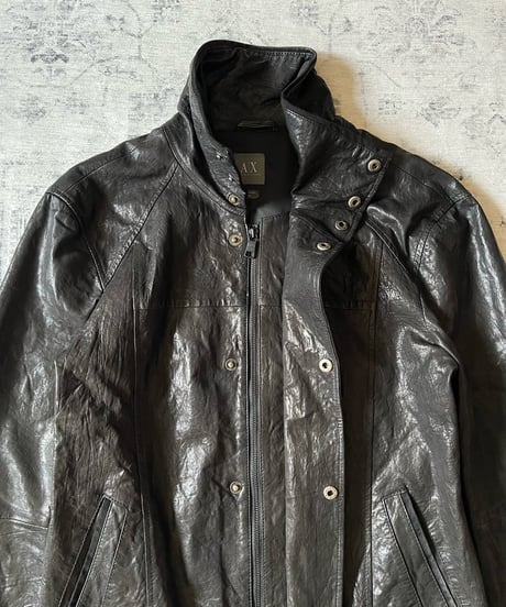 2000s Armani Exchange Grained Leather Jacket