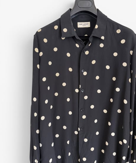 S/S 2020 SAINT LAURENT PARIS POLKA DOT SILK SHIRT［38］