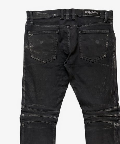 S/S 2011 BALMAIN HOMME BY CHRISTOPHE DECARNIN SILVER COATED BIKER DENIM［30］