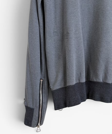 S/S 2010 BALMAIN HOMME BY CHRISTOPHE DECARNIN DISTRESSED REPAIR HOODIE［S］