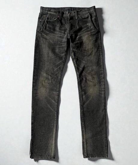 MIHARA YASUHIRO STAIN-EFFECT SIDE ZIP DENIM