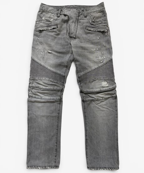 A/W 2010 BALMAIN HOMME BY CHRISTOPHE DECARNIN DISTRESSED CLIP ZIP BIKER［31］