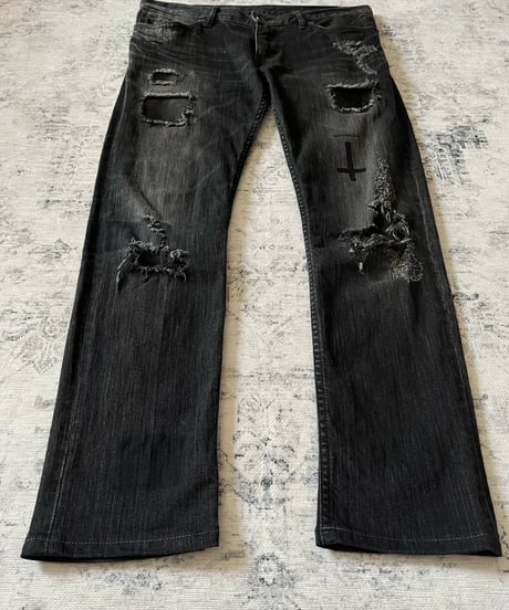 Early 2000s L.G.B wolf leather damage denim