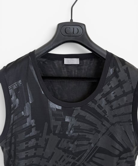 S/S 2004 DIOR HOMME “STRIP” GEOMETRIC WAXED TANK TOP［XS］