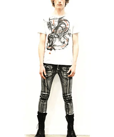 S/S 2011 BALMAIN HOMME BY CHRISTOPHE DECARNIN SILVER COATED BIKER DENIM［30］