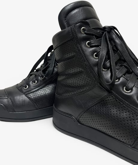 BALMAIN HOMME PERFORATED LEATHER HIGH-TOP