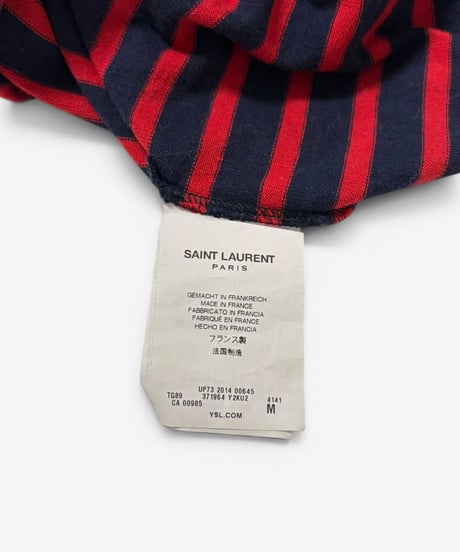 S/S 2015 SAINT LAURENT PARIS BOAT NECK STRIPED LONG SLEEVE TOP［M］