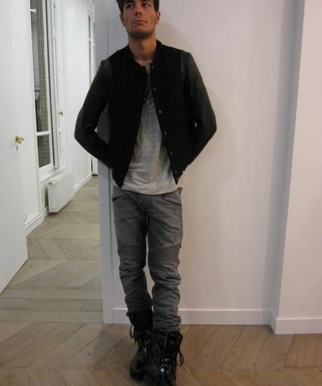 A/W 2010 BALMAIN HOMME BY CHRISTOPHE DECARNIN DISTRESSED CLIP ZIP BIKER［31］