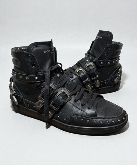 A/W 2014 SAINT LAURENT PARIS STUDDED WESTERN HIGH-TOP