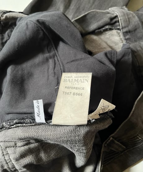 BALMAIN BY CHRISTOPHE DECARNIN EAGLE COIN BIKER DENIM