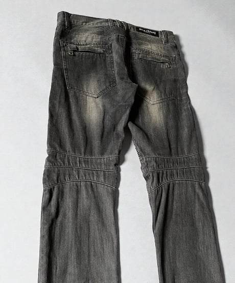 BALMAIN BY CHRISTOPHE DECARNIN EAGLE COIN BIKER DENIM