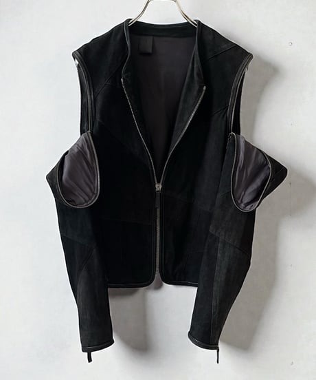 N.HOLLYWOOD DETACHABLE PANELLED LEATHER JACKET
