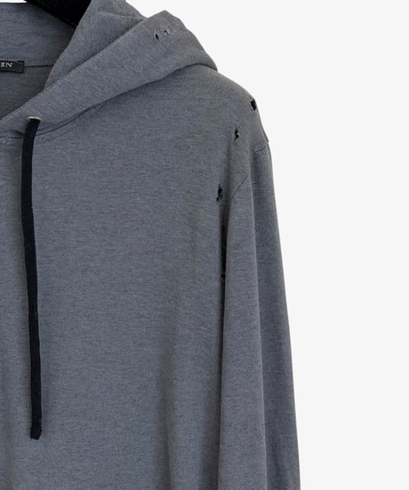 S/S 2010 BALMAIN HOMME BY CHRISTOPHE DECARNIN DISTRESSED REPAIR HOODIE［S］