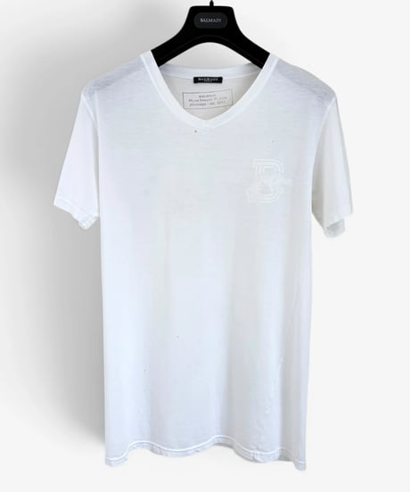S/S 2011 BALMAIN HOMME BY CHRISTOPHE DECARNIN DISTRESSED B TIGER T-SHIRT［S］
