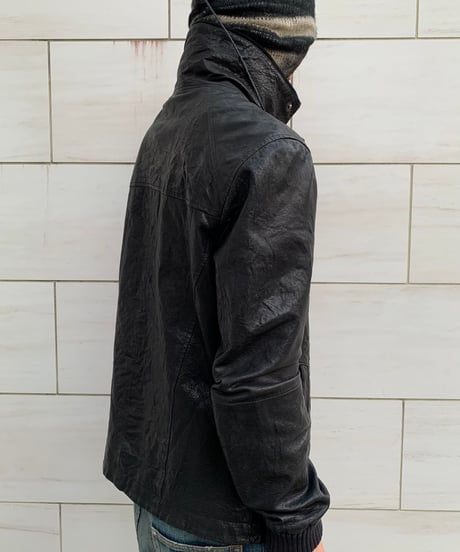 2000s Armani Exchange Grained Leather Jacket