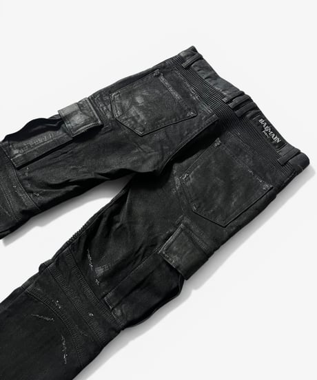 A/W 2014 BALMAIN HOMME WAXED BIKER DENIM 27
