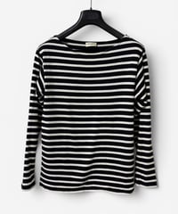 S/S 2015 SAINT LAURENT PARIS BOAT NECK STRIPED LONG SLEEVE TOP［S］