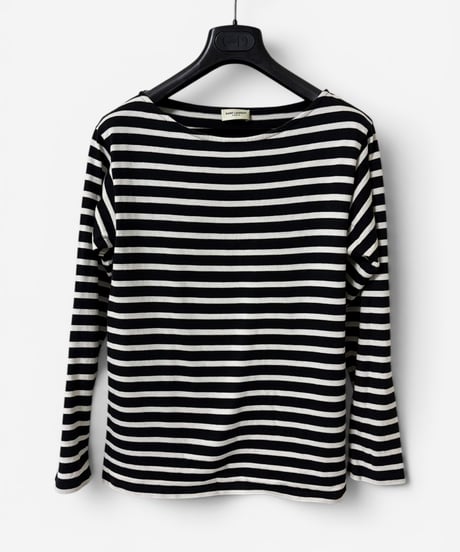 S/S 2015 SAINT LAURENT PARIS BOAT NECK STRIPED LONG SLEEVE TOP［S］