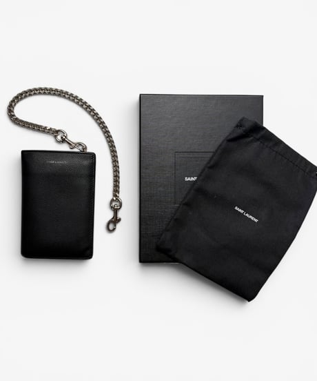 S/S 2019 SAINT LAURENT PARIS GRAIN LEATHER CHAIN WALLET
