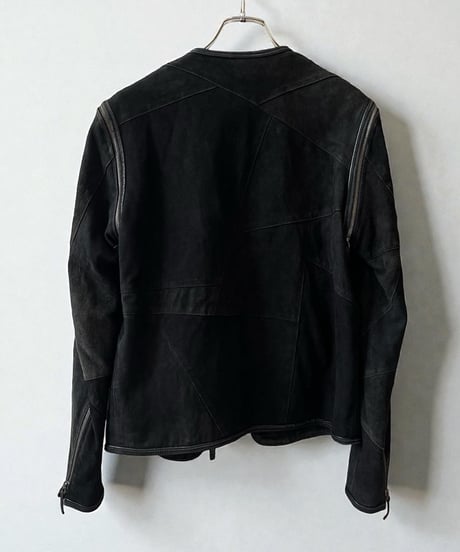 N.HOLLYWOOD DETACHABLE PANELLED LEATHER JACKET