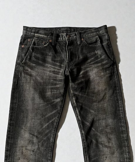 MIHARA YASUHIRO STAIN-EFFECT SIDE ZIP DENIM
