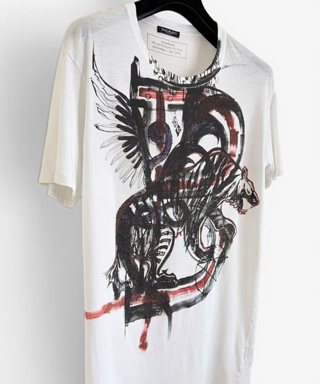 S/S 2011 BALMAIN HOMME BY CHRISTOPHE DECARNIN EAGLE TIGER T-SHIRT［L］
