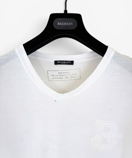 S/S 2011 BALMAIN HOMME BY CHRISTOPHE DECARNIN DISTRESSED B TIGER T-SHIRT［S］