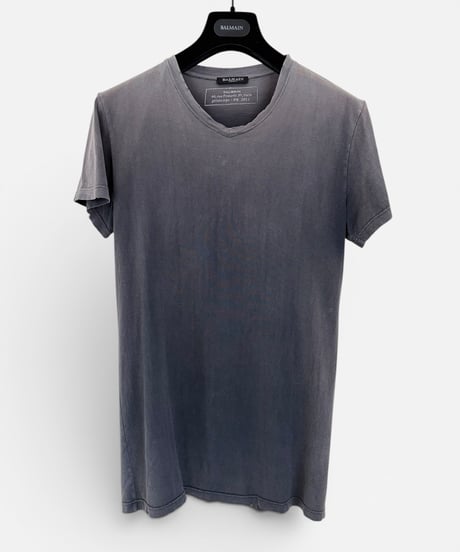 S/S 2011 BALMAIN HOMME BY CHRISTOPHE DECARNIN DISTRESSED OVERDYED T-SHIRT［XS］