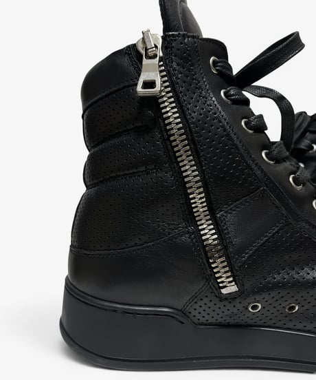 BALMAIN HOMME PERFORATED LEATHER HIGH-TOP