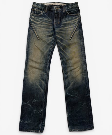 S/S 2008 NUMBER (N)INE “BIRDS” MUDWASH ZIPPO DENIM［2］