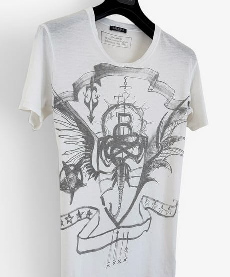 S/S 2011 BALMAIN HOMME BY CHRISTOPHE DECARNIN SCORPION GRAPHIC T-SHIRT［XS］