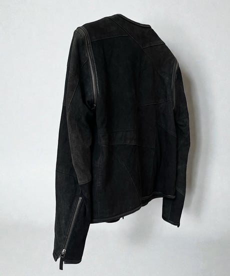 N.HOLLYWOOD DETACHABLE PANELLED LEATHER JACKET