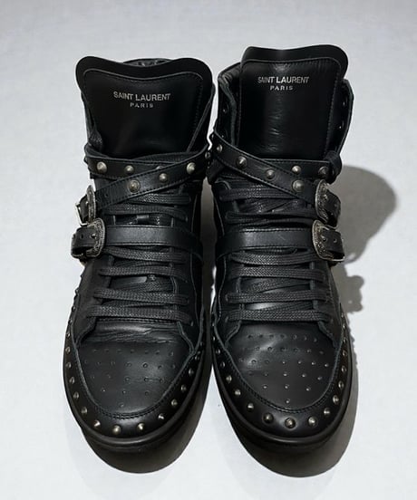 A/W 2014 SAINT LAURENT PARIS STUDDED WESTERN HIGH-TOP