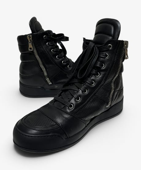 BALMAIN HOMME PERFORATED LEATHER HIGH-TOP
