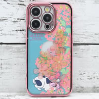 世界にひとつ！iPhone15Pro用レジンデコ付き着せ替えスマホケース・百日紅（サルスベリ）