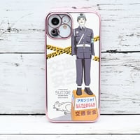 iPhone14用・宮古島まもるくんと浮世絵ネコお立ち台きせかえスマホケース