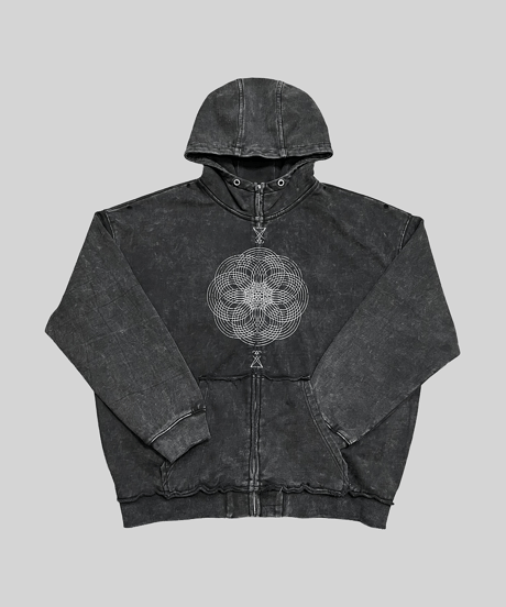 Damaged Wash Zip-up Hoodie