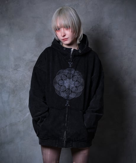 Damaged Wash Zip-up Hoodie