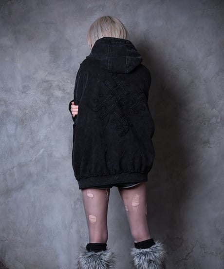 Damaged Wash Zip-up Hoodie